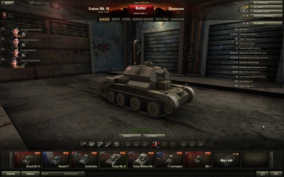 World of Tanks - garage