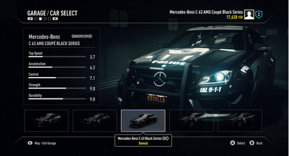 Need for Speed Rivals car selection